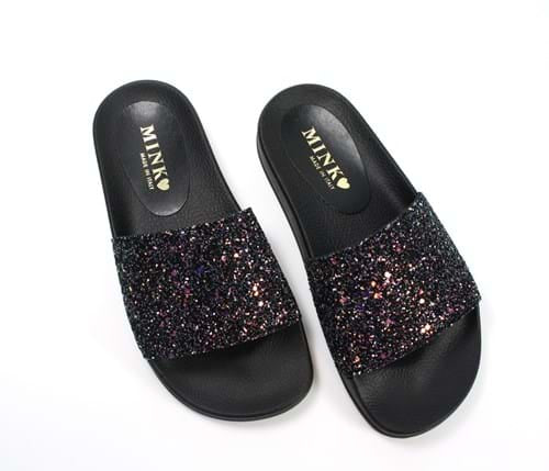 Glitter discount slides shoes